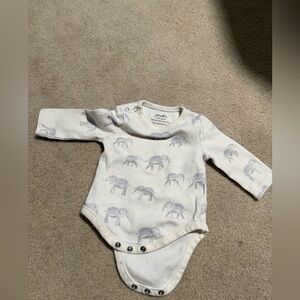 Pehr Elephant Print Long Sleeve Baby Onesie